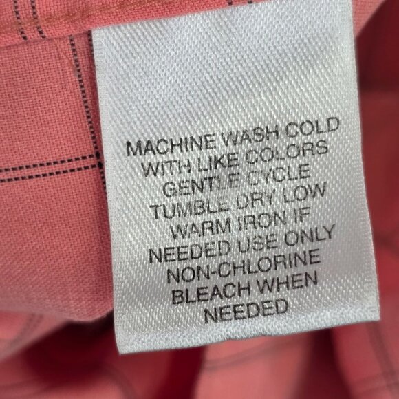 Mens Roundtree & Yorke Coral & Black Check Shirt Button Up Short Sleeve Size XL - Picture 3 of 7